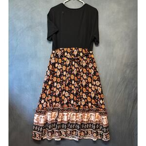 Loness Curve 2XL Black Floral Boho Maxi Dress Plus Size Cottagecore Fairy Fall
